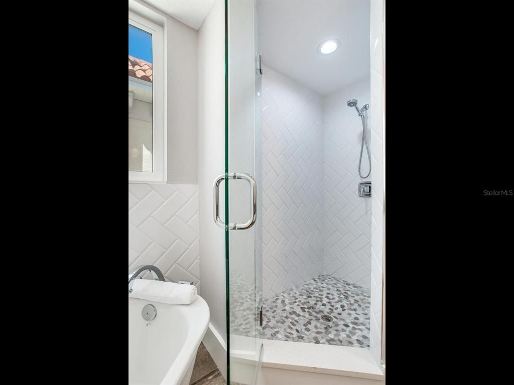 Bathroom, Glass Shower, Interior, Recessed Lighting