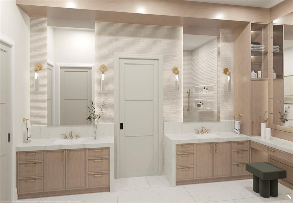 Bathroom, Dual Sink Vanities, Interior, Pendant Lights, Recessed Lighting