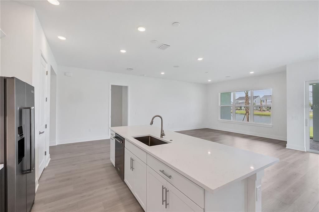 Interior, Kitchen, Recessed Lighting, Wood Texture Flooring