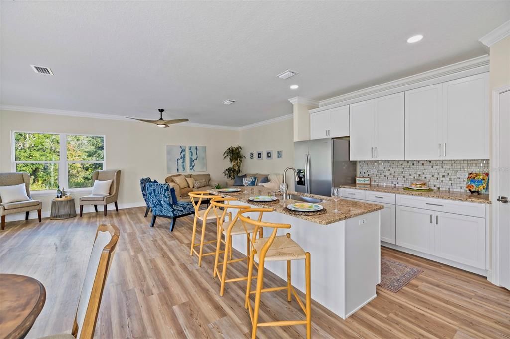 Interior, Kitchen, Living room, Recessed Lighting, Wood Texture Flooring
