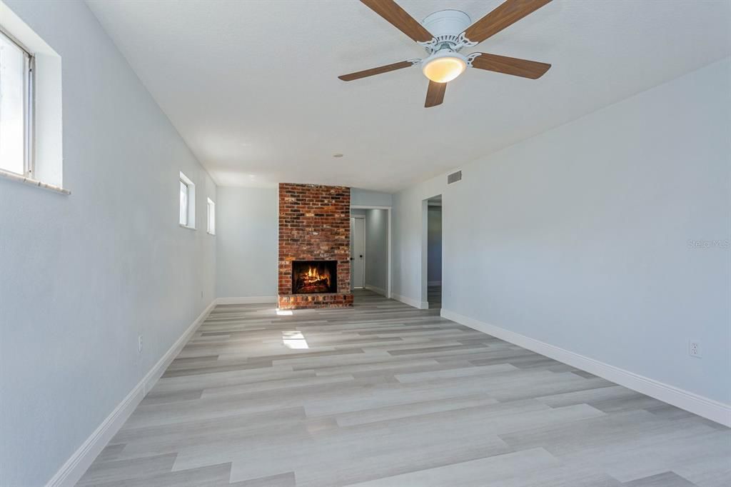 Empty room, Fireplace, Interior, Wood Texture Flooring