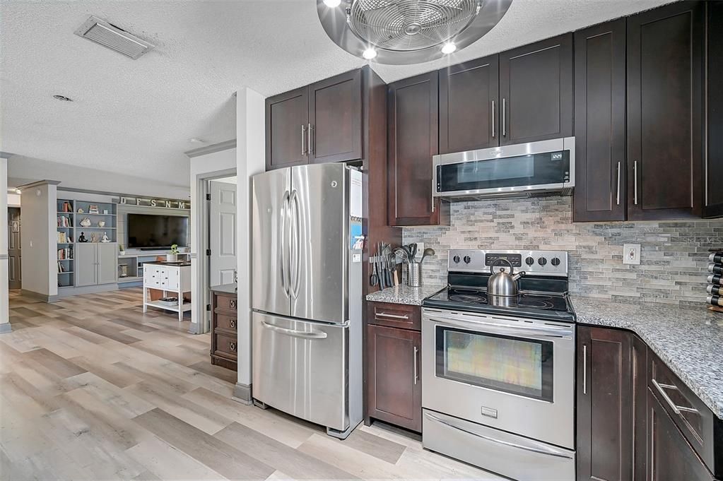 Interior, Kitchen, Stainless Steel Appliances, Wood Texture Flooring