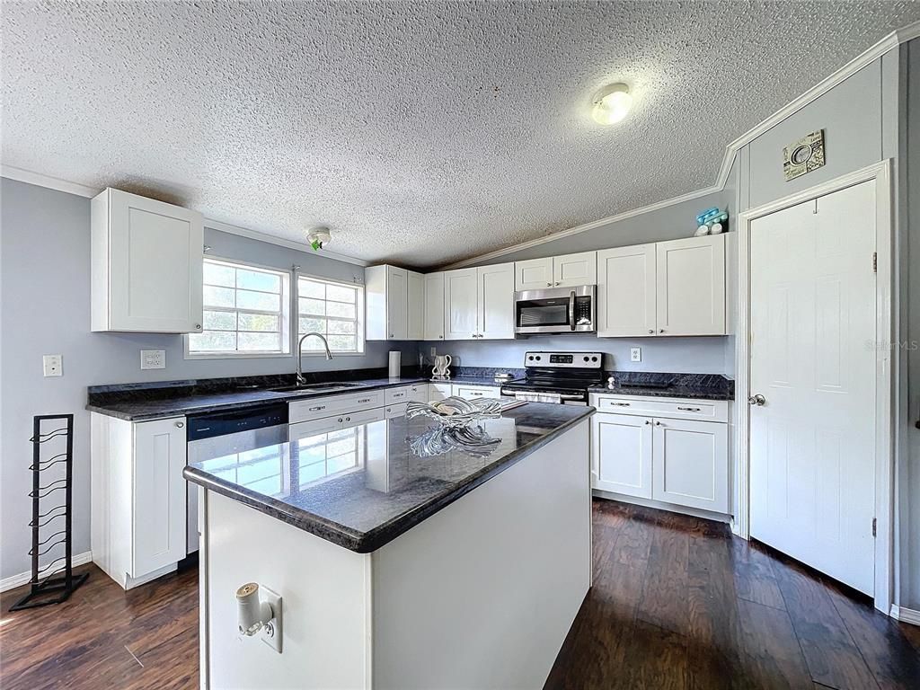 Interior, Kitchen, Stainless Steel Appliances, Wood Texture Flooring