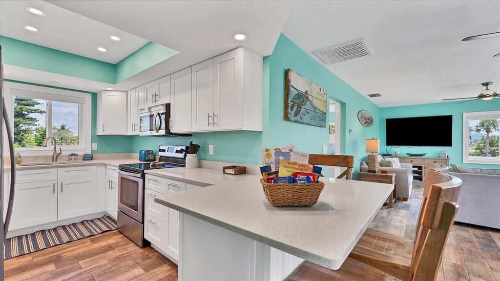 Interior, Kitchen, Recessed Lighting, Wood Texture Flooring