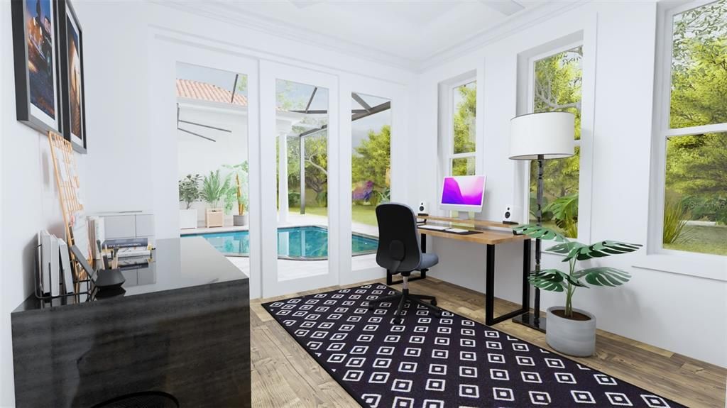 Home Office, Interior, Wood Texture Flooring
