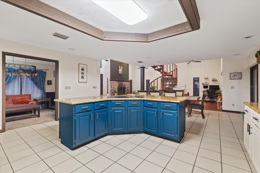 Dining room, Fireplace, Interior, Kitchen