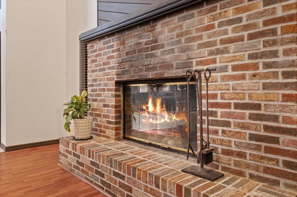 Fireplace, Interior, Stone Walls, Wood Texture Flooring