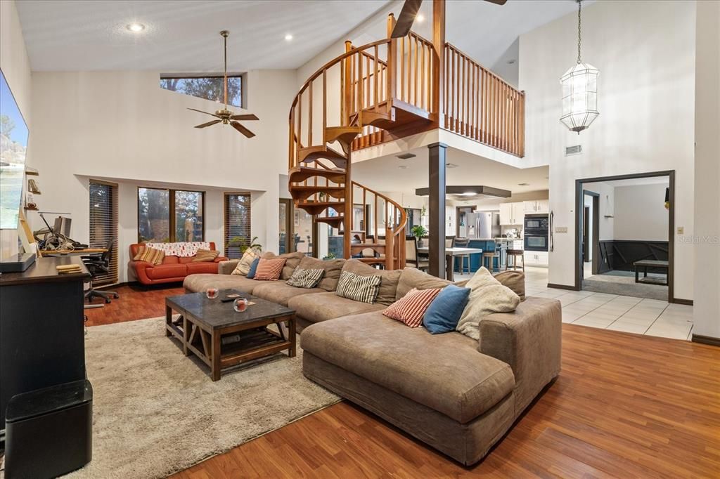 Interior, Kitchen, Living room, Pendant Lights, Recessed Lighting, Stainless Steel Appliances, Wood Texture Flooring