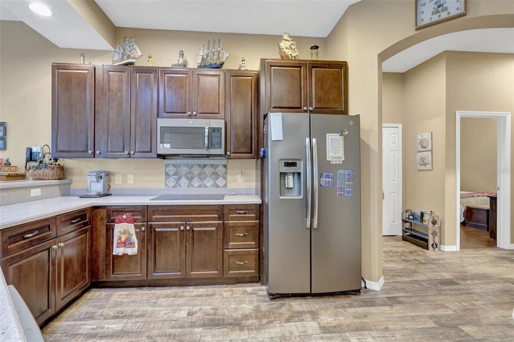 Interior, Kitchen, Recessed Lighting, Wood Texture Flooring