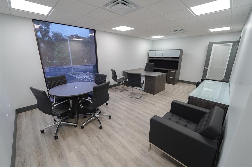 Home Office, Interior, Recessed Lighting, Wood Texture Flooring