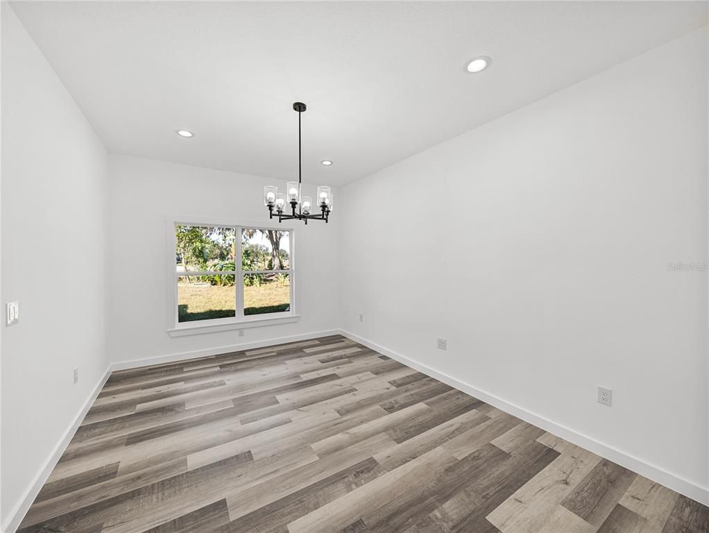 Chandelier, Empty room, Interior, Pendant Lights, Recessed Lighting, Wood Texture Flooring