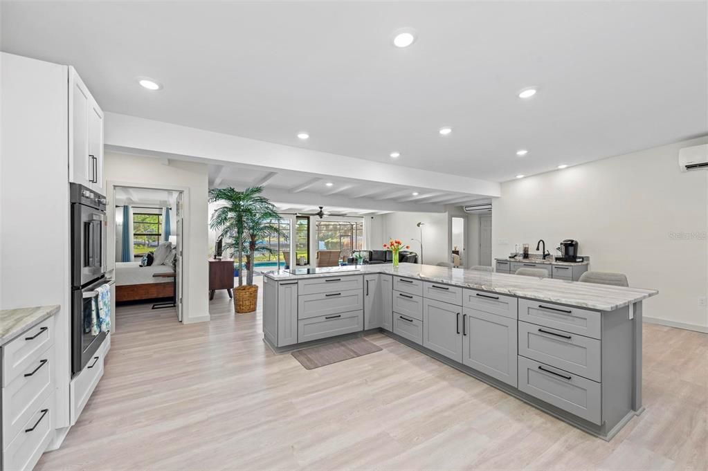Interior, Kitchen, Recessed Lighting, Wood Texture Flooring