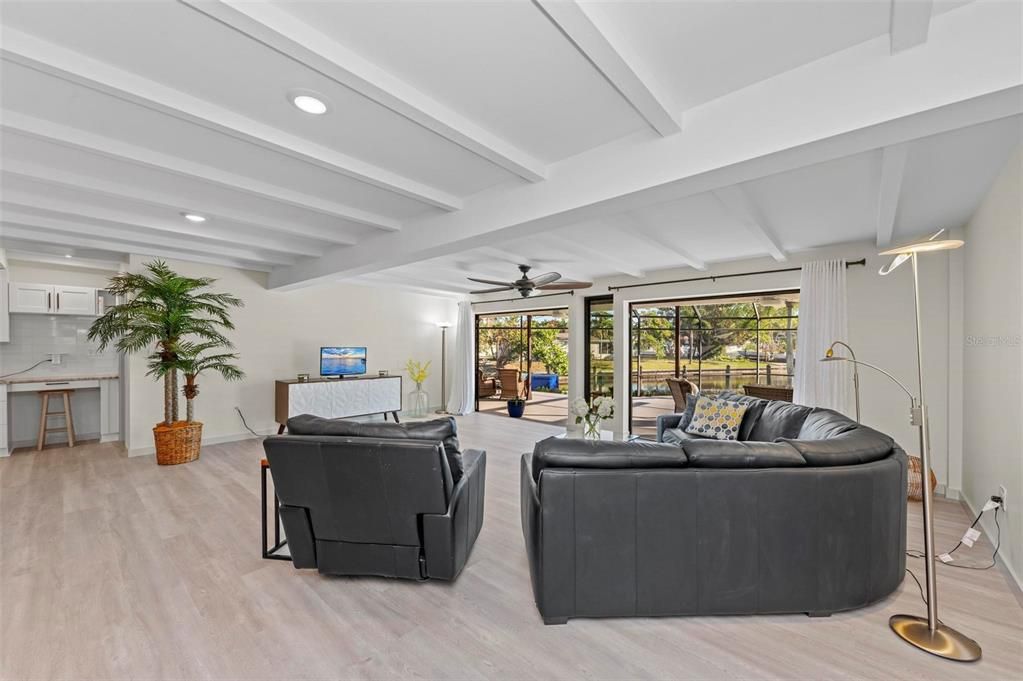 Interior, Living room, Recessed Lighting, Wood Texture Flooring