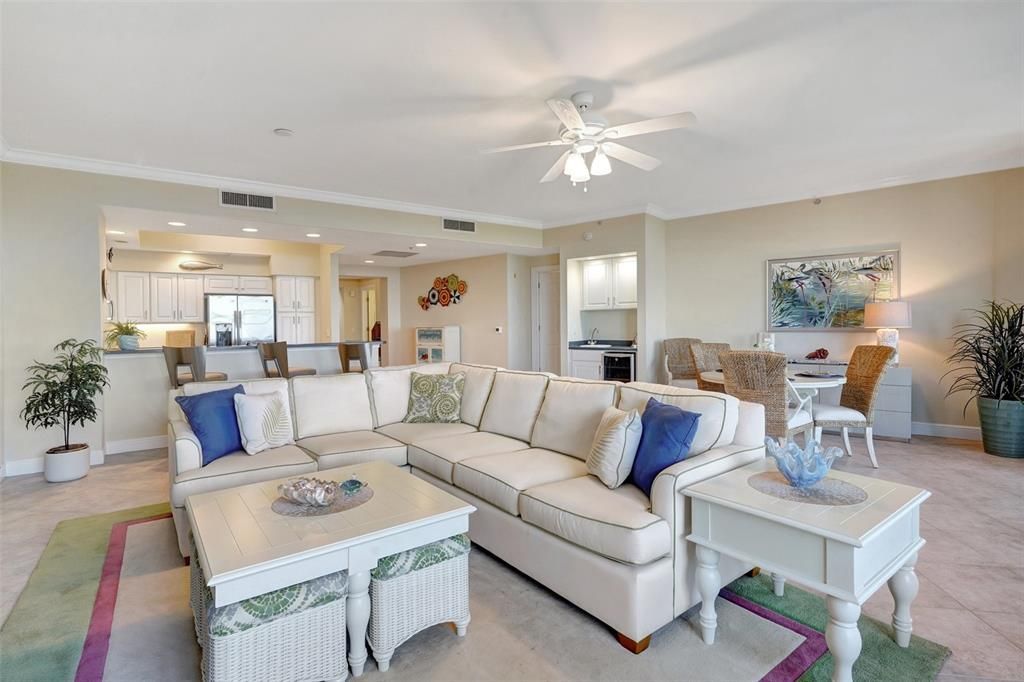 Dining room, Interior, Kitchen, Living room, Recessed Lighting, Stainless Steel Appliances