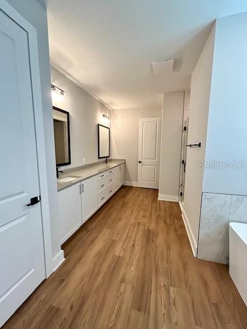 Bathroom, Dual Sink Vanities, Interior, Wood Texture Flooring