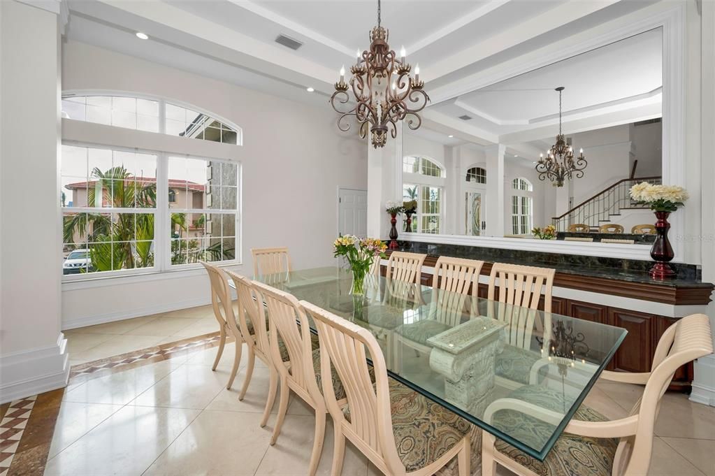 Chandelier, Dining room, Interior, Recessed Lighting