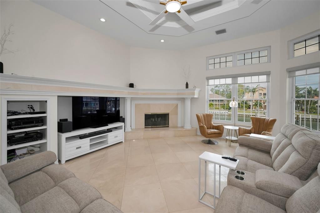 Fireplace, Interior, Living room, Recessed Lighting