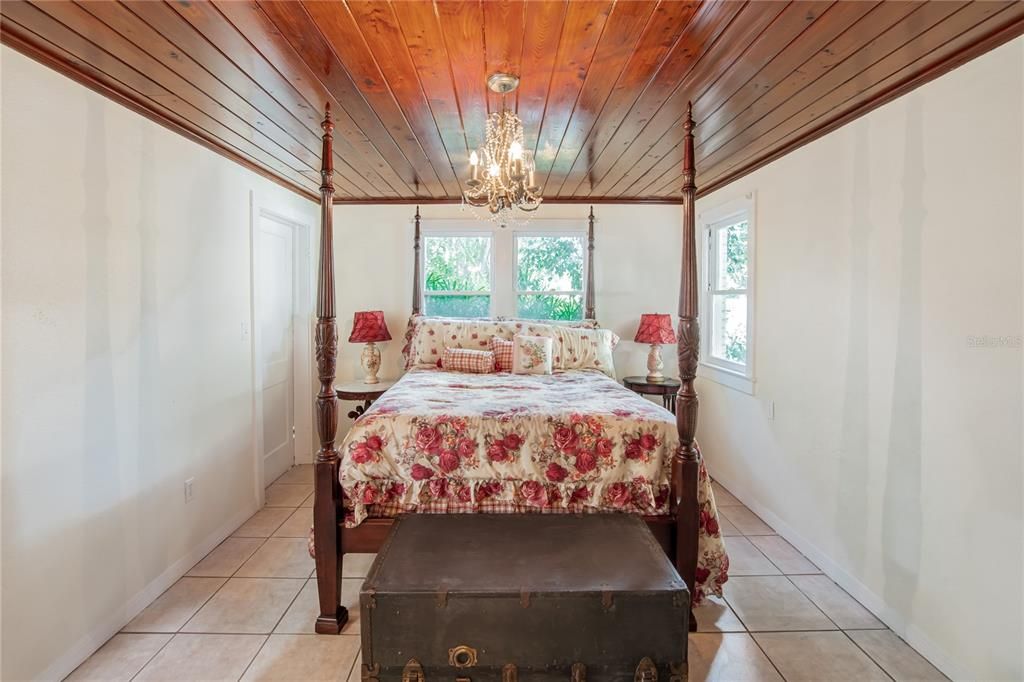 Bedroom, Chandelier, Interior, Wooden Ceilings