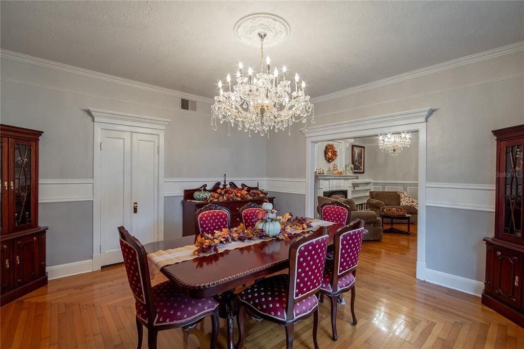 Chandelier, Dining room, Interior, Wood Texture Flooring