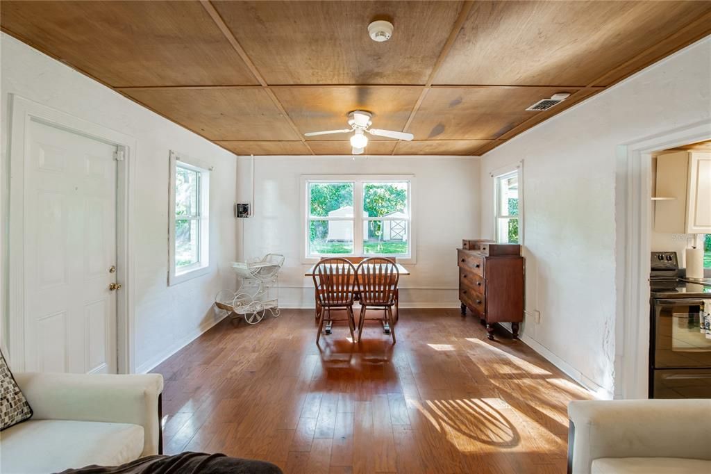 Dining room, Interior, Wooden Ceilings, Wood Texture Flooring