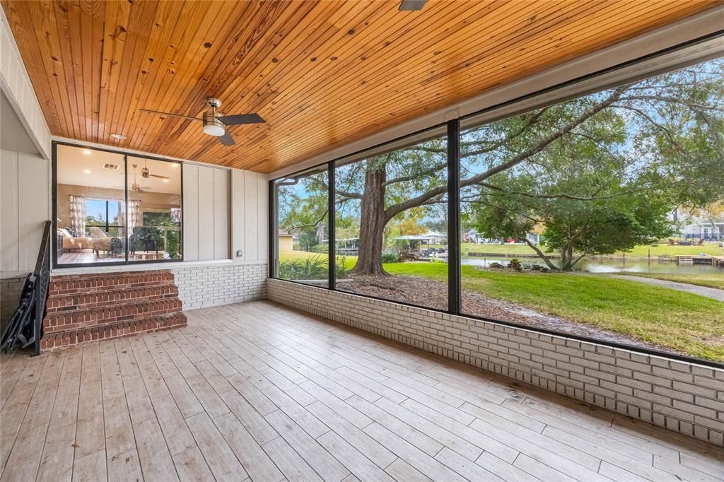 Interior, Recessed Lighting, Sun Room, Wooden Ceilings, Wood Texture Flooring