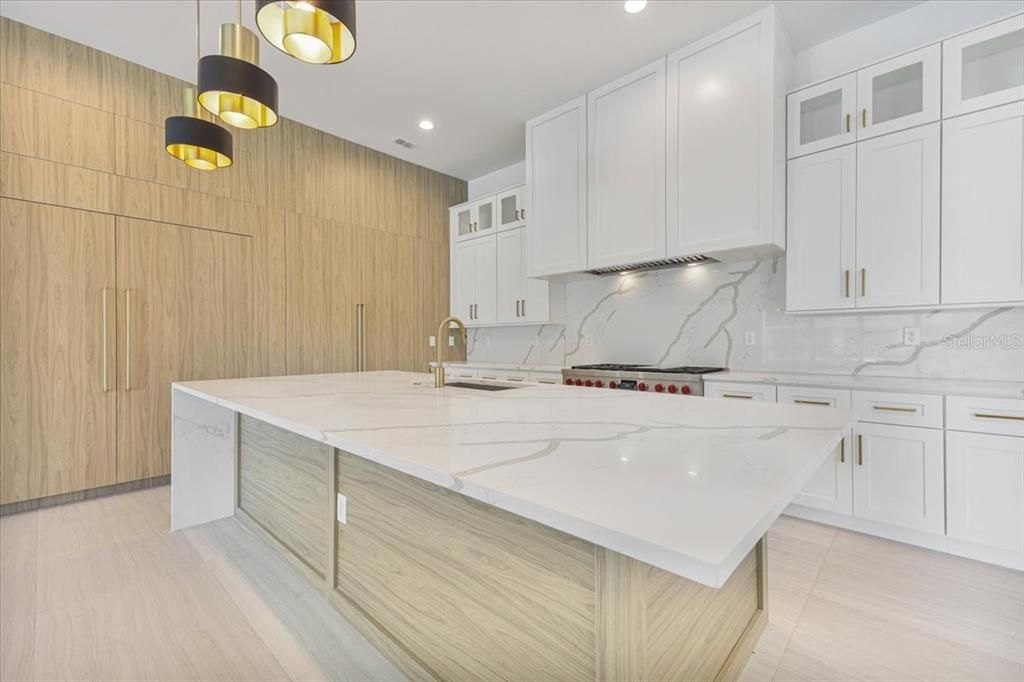 Interior, Kitchen, Marble Walls, Recessed Lighting