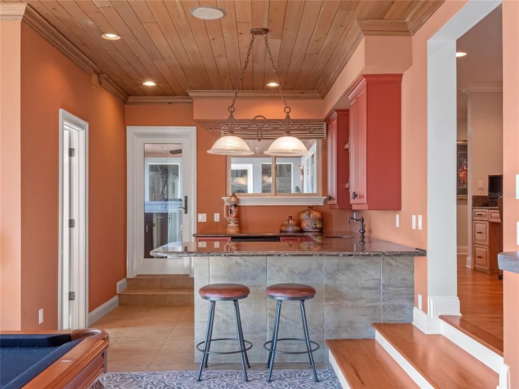 Interior, Pendant Lights, Recessed Lighting, Wooden Ceilings, Wood Texture Flooring