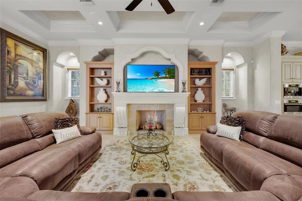Fireplace, Interior, Living room, Recessed Lighting