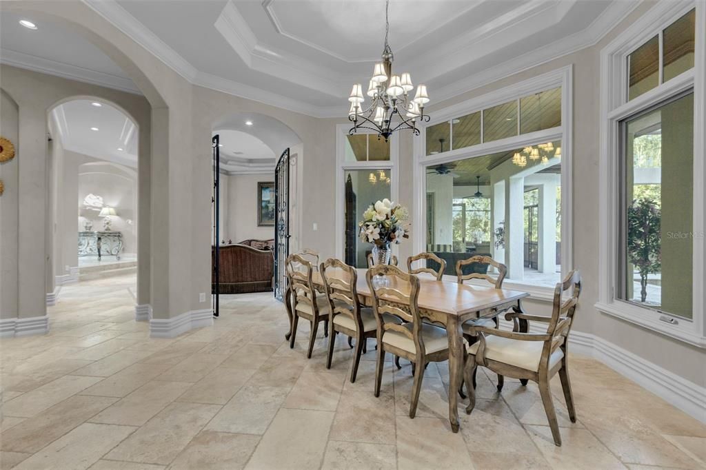 Chandelier, Dining room, Interior, Recessed Lighting