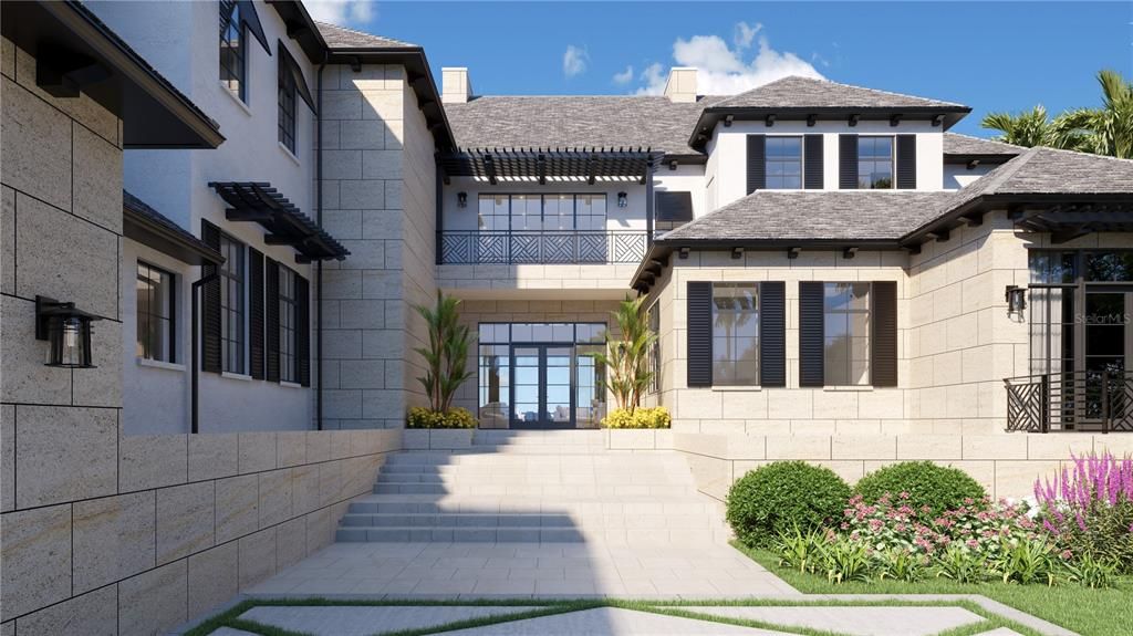 Attached, Exterior, Facade, Mediterranean