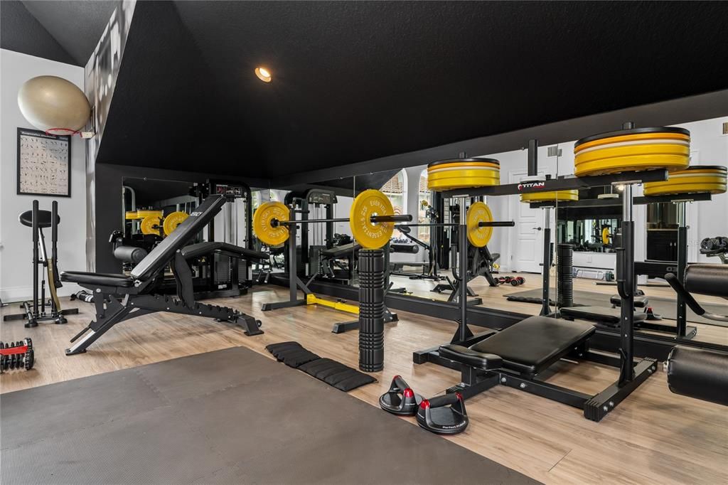 Fitness Equipment, Interior, Recessed Lighting, Wood Texture Flooring