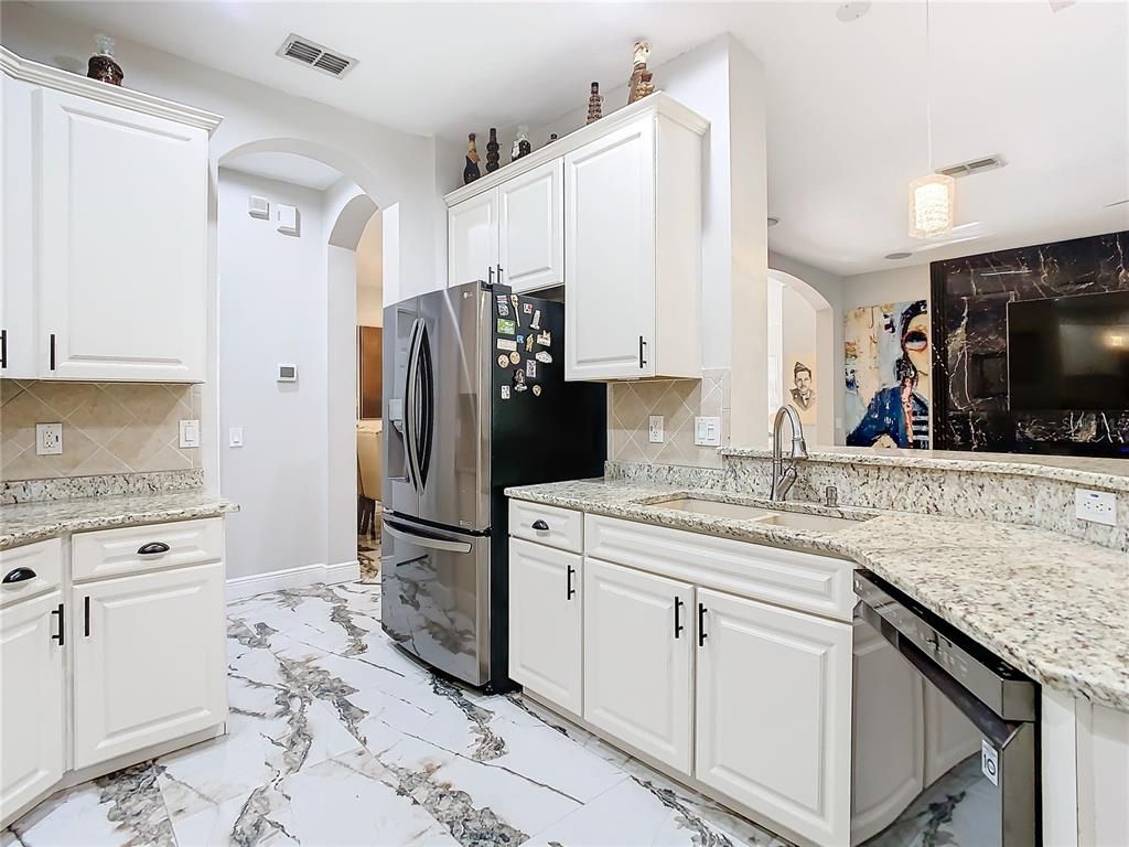 Interior, Kitchen, Marble, Pendant Lights