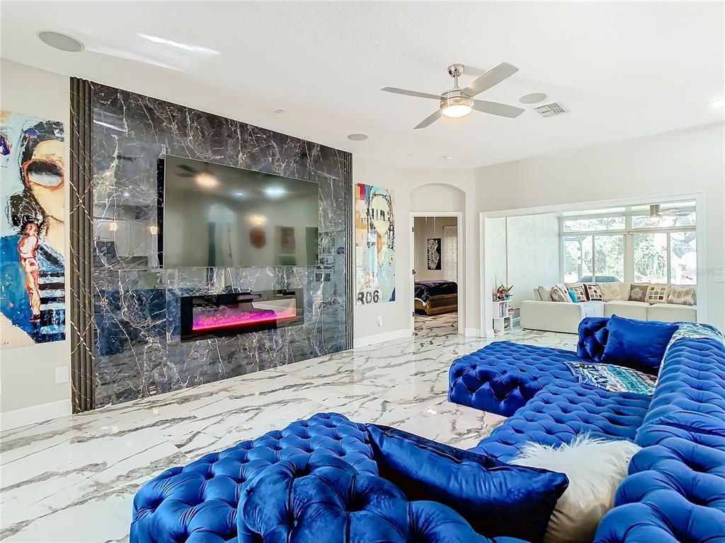 Interior, Living room, Marble, Recessed Lighting