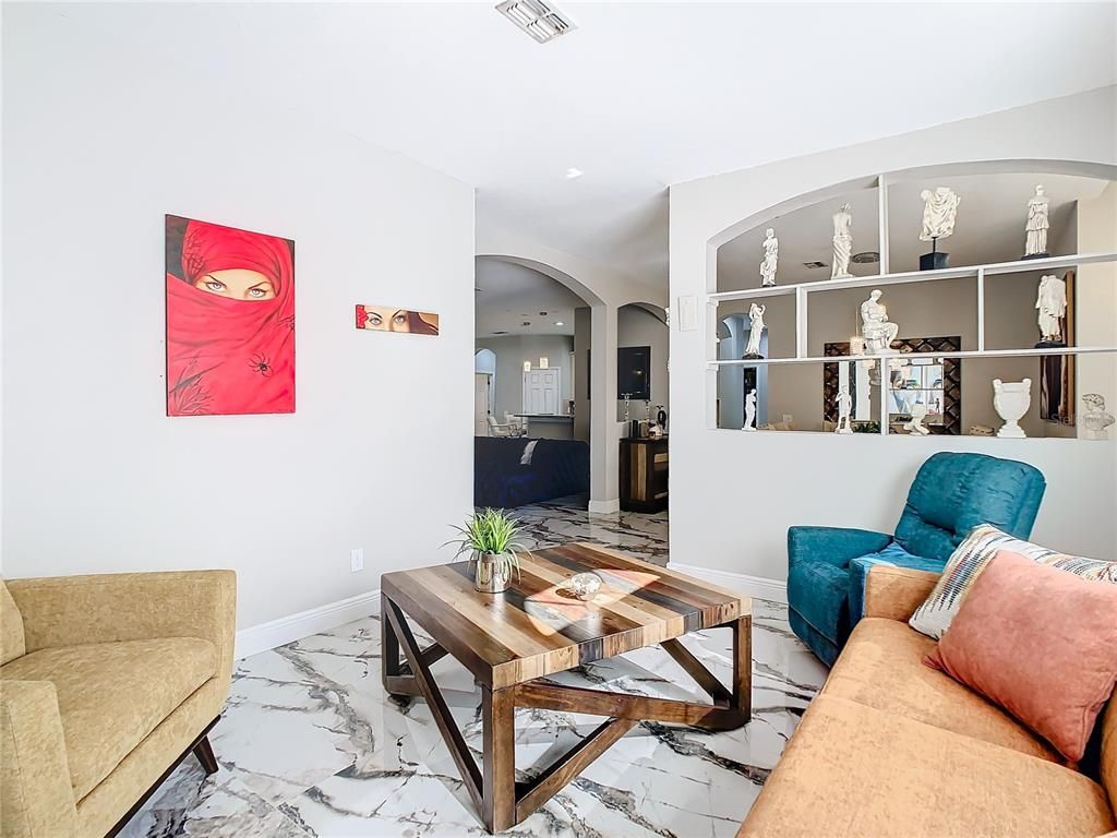 Interior, Living room, Marble, Recessed Lighting