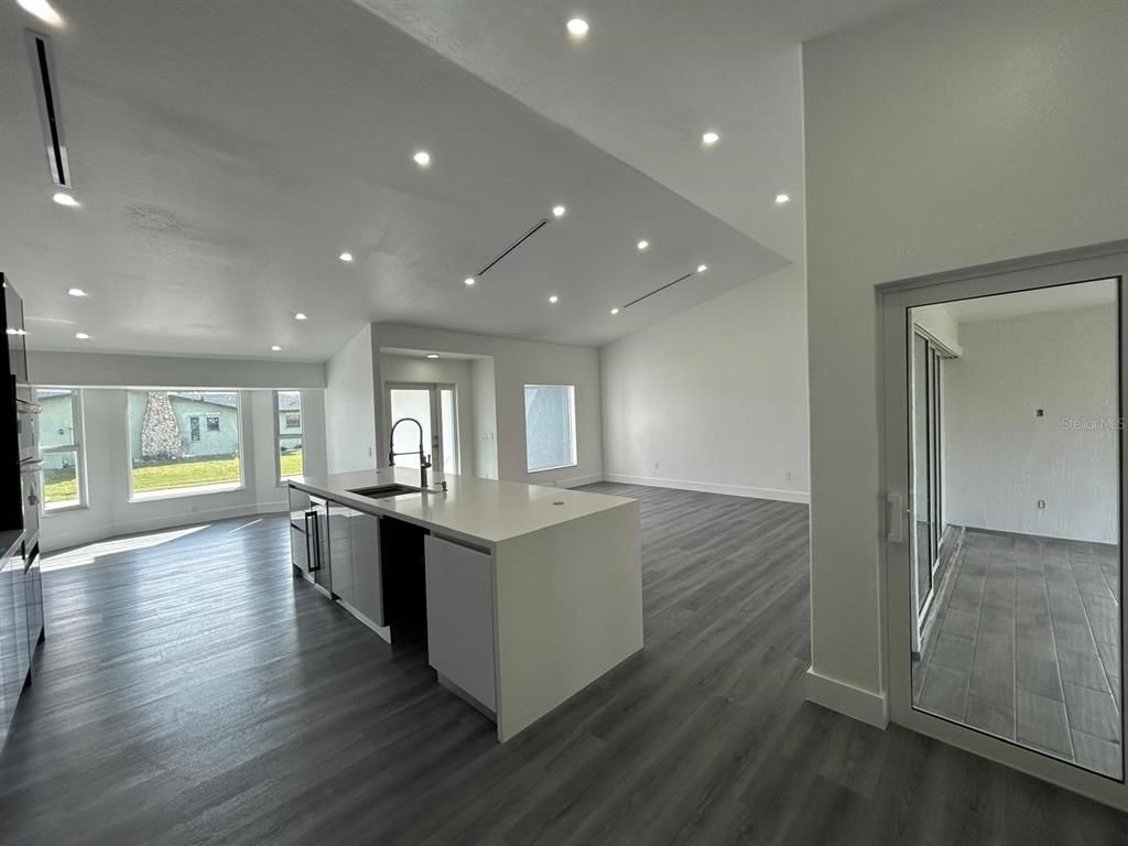 Interior, Kitchen, Recessed Lighting, Wood Texture Flooring