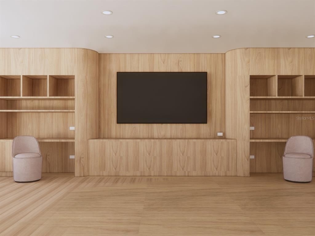 Interior, Recessed Lighting, Wood Texture Flooring, Wooden Walls