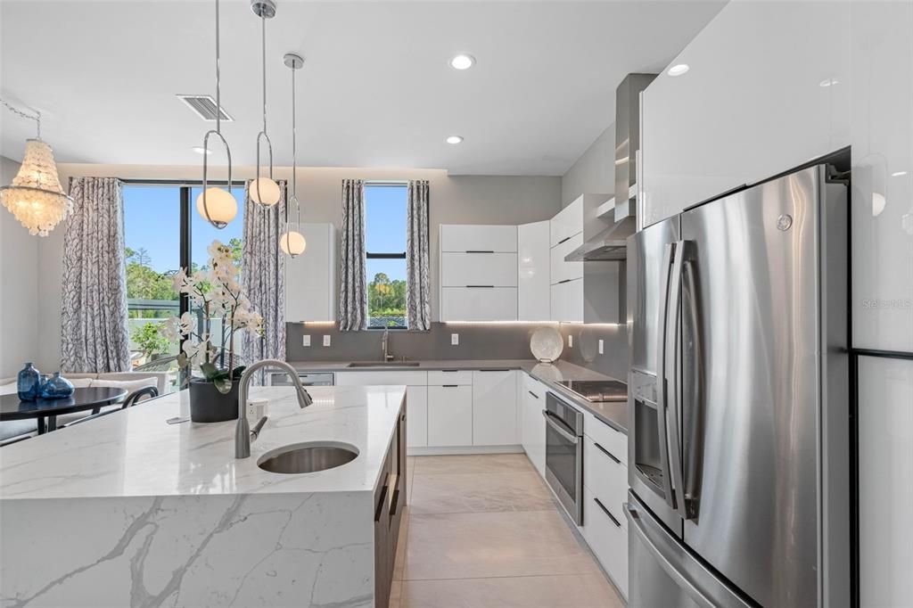 Interior, Kitchen, Pendant Lights, Recessed Lighting, Stainless Steel Appliances
