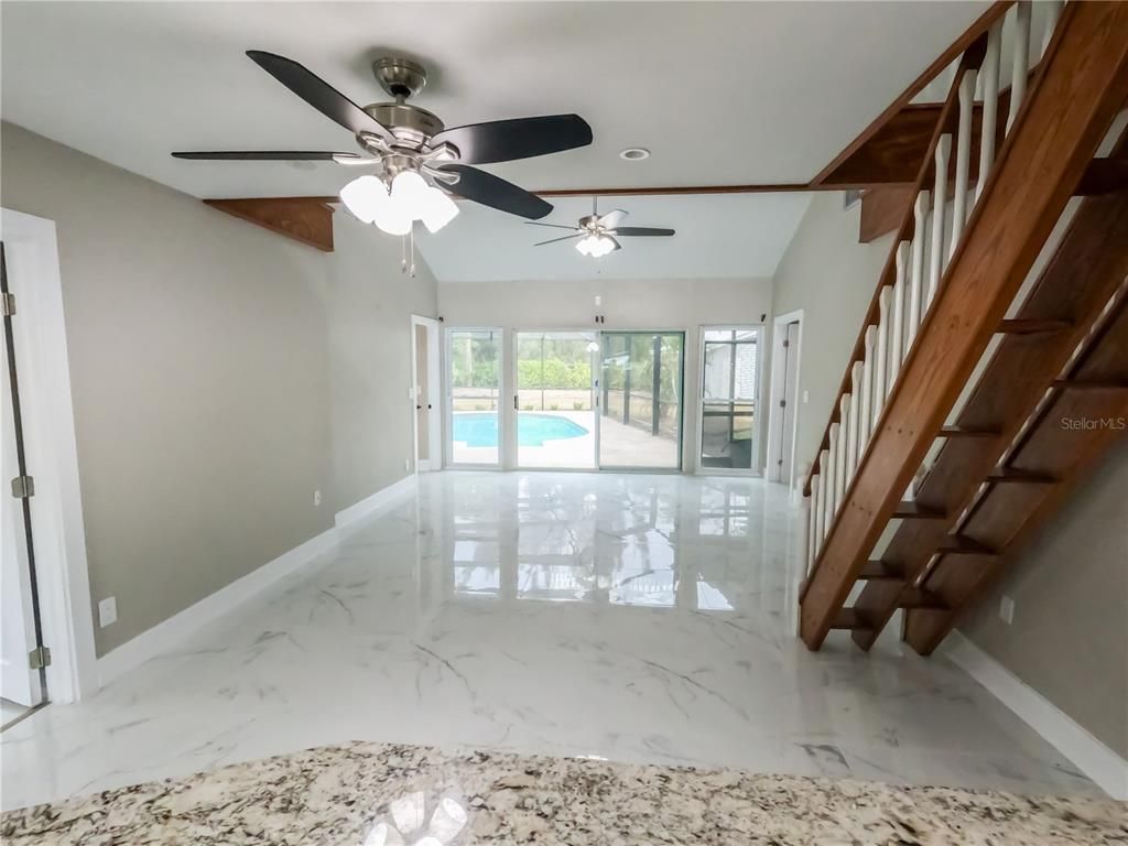 Empty room, Interior, Marble, Recessed Lighting