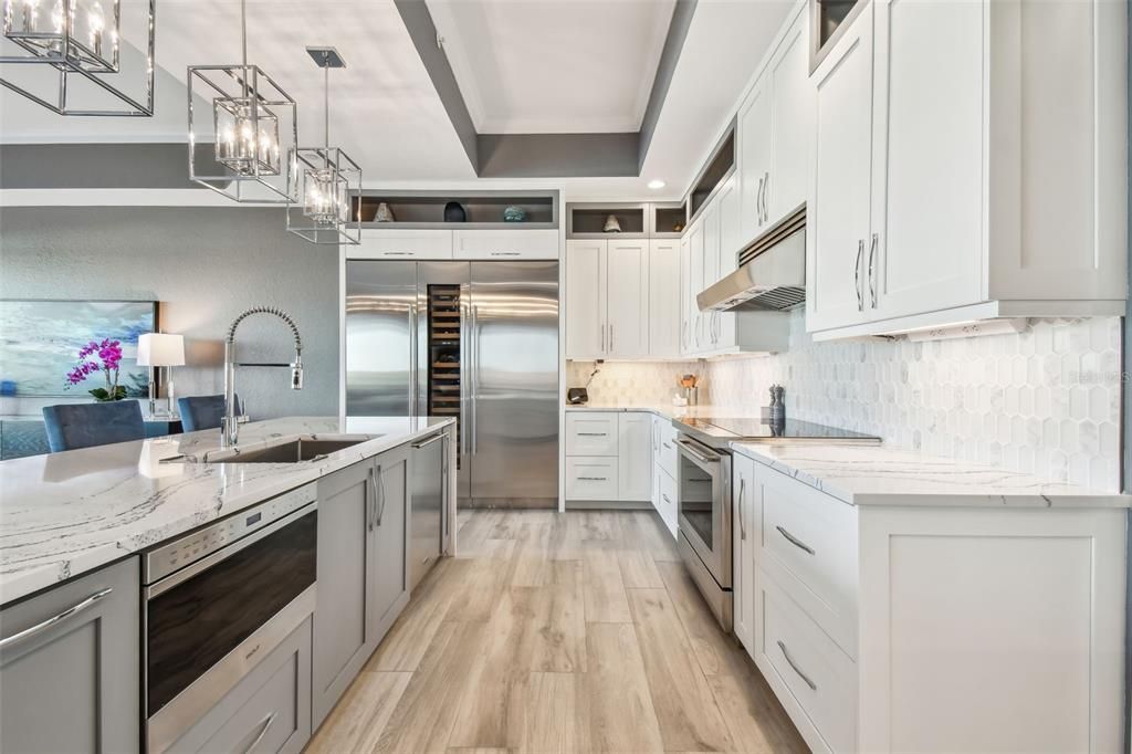 Interior, Kitchen, Pendant Lights, Stainless Steel Appliances, Wood Texture Flooring
