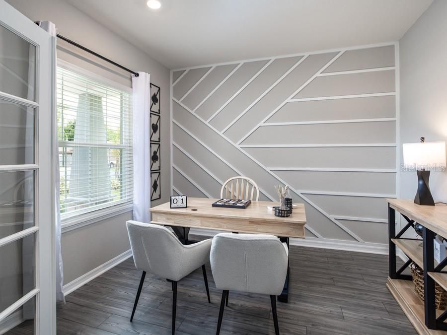 Home Office, Interior, Recessed Lighting, Wood Texture Flooring