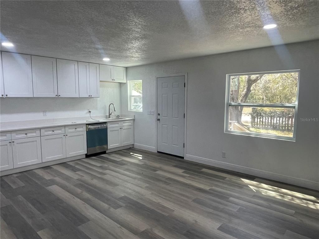 Interior, Kitchen, Recessed Lighting, Wood Texture Flooring