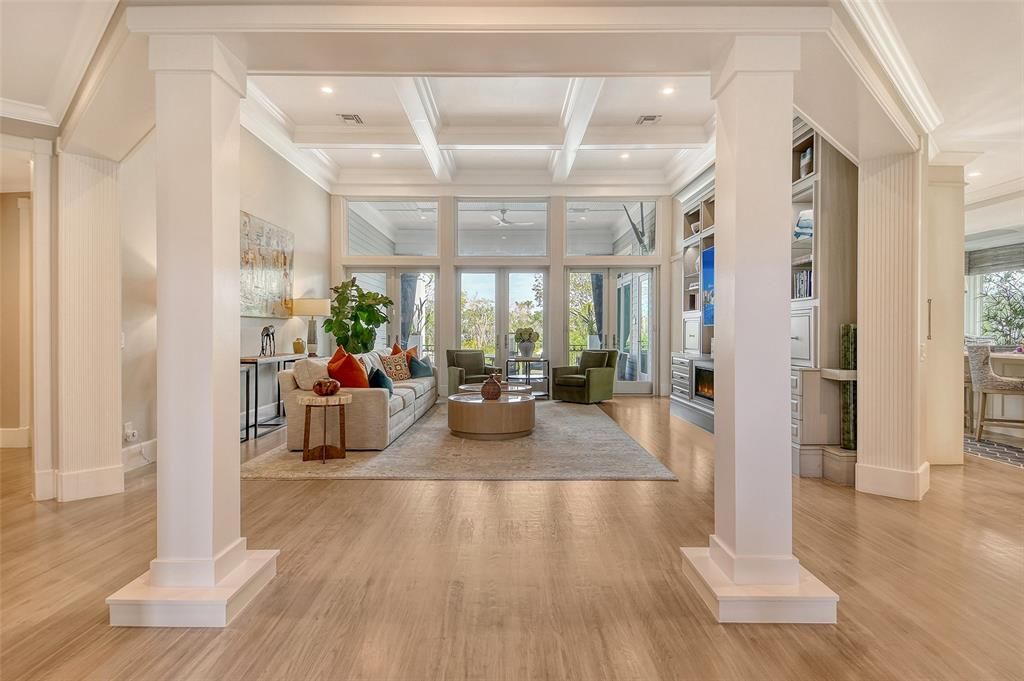 Interior, Living room, Recessed Lighting, Wood Texture Flooring