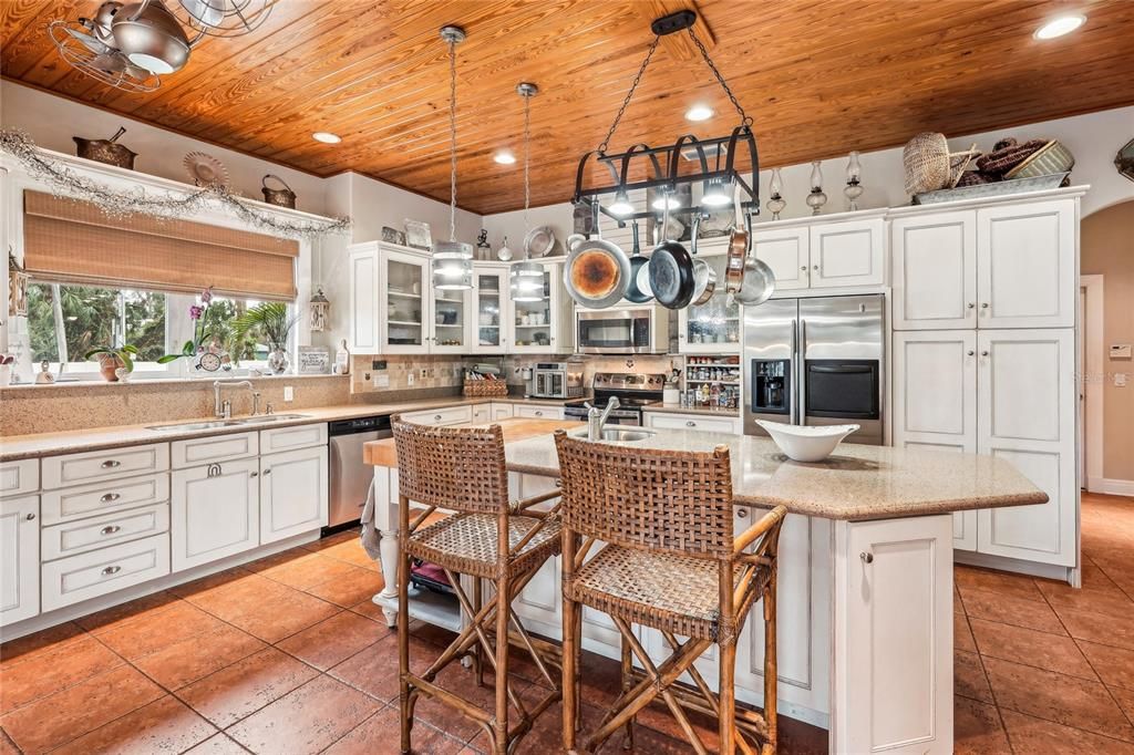Interior, Kitchen, Recessed Lighting, Stainless Steel Appliances, Wooden Ceilings