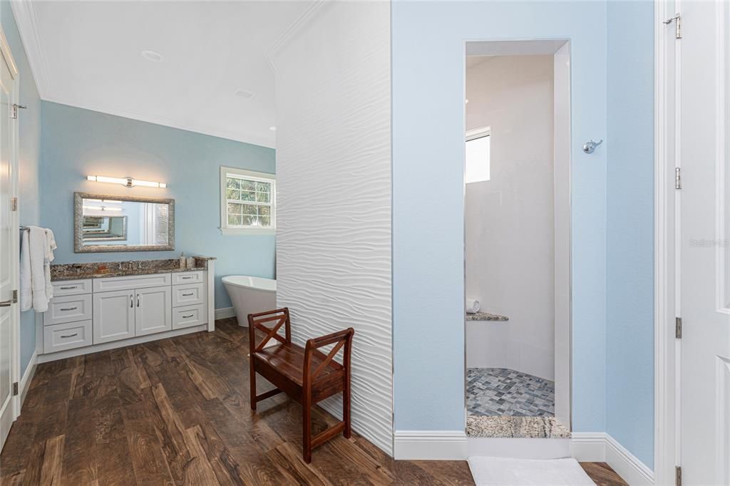 Bathroom, Free Standing Baths, Interior, Wood Texture Flooring