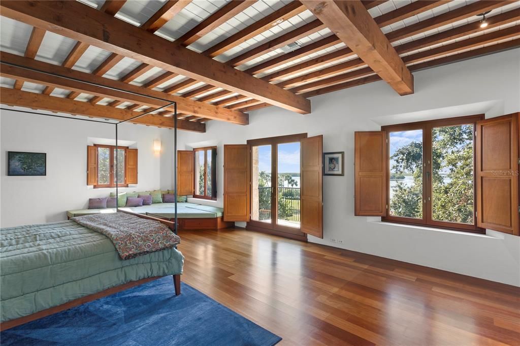 Bedroom, Interior, Wooden Beams, Wood Texture Flooring