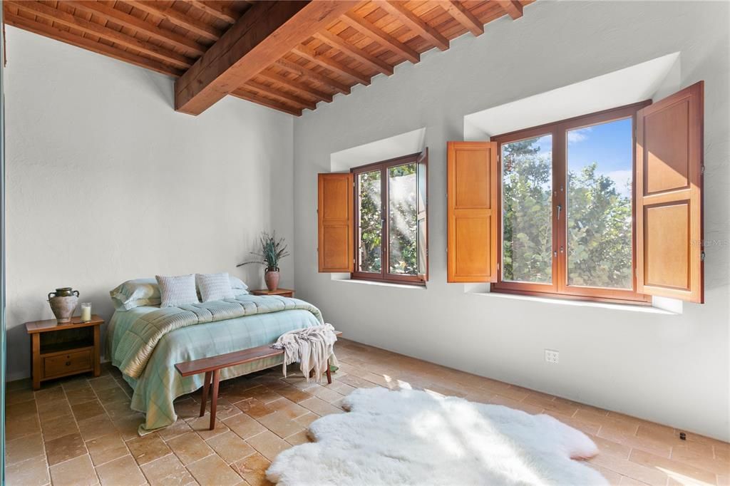 Bedroom, Interior, Wooden Beams, Wooden Ceilings