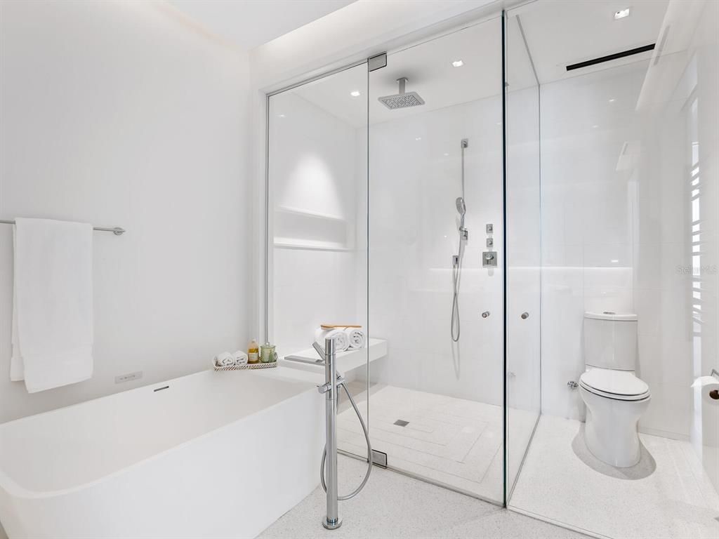 Bathroom, Glass Shower, Interior, Recessed Lighting