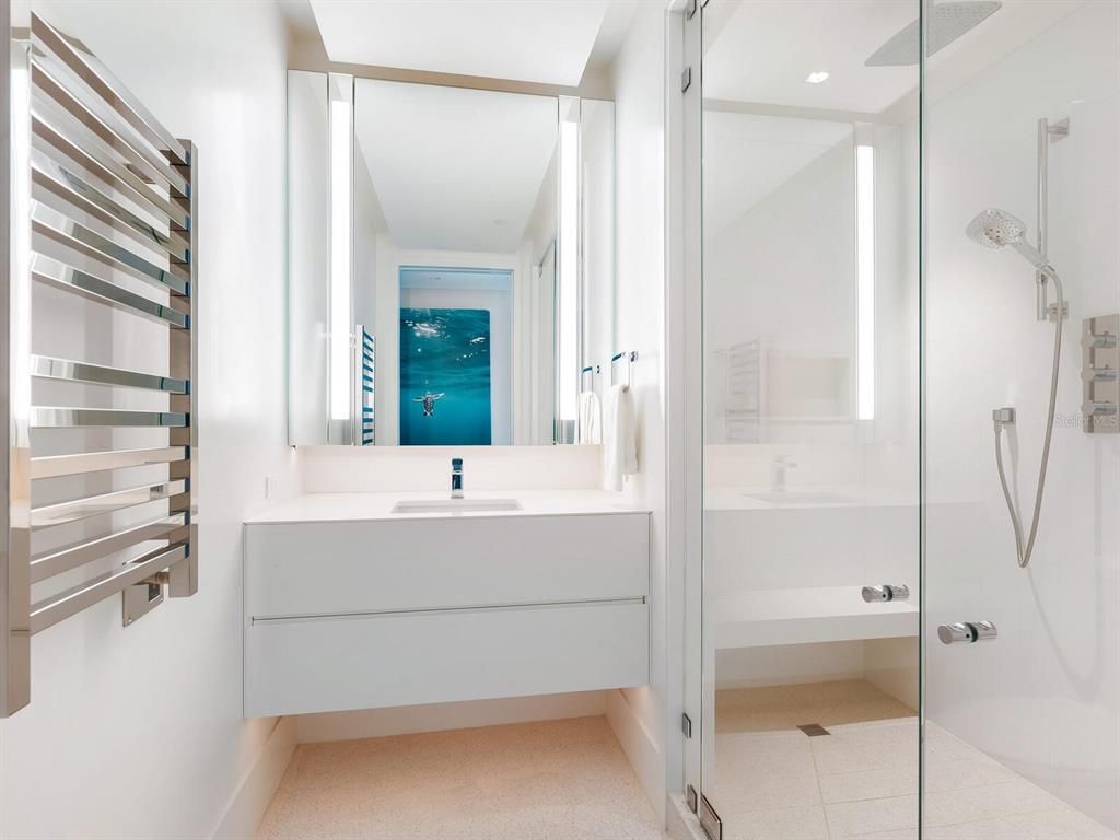 Bathroom, Glass Shower, Interior, Recessed Lighting