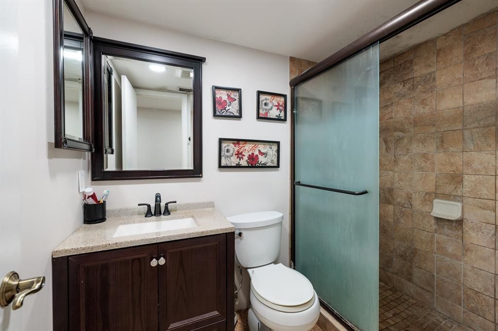 Bathroom, Glass Shower, Interior, Recessed Lighting