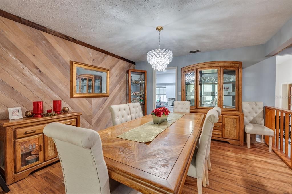 Chandelier, Dining room, Interior, Wood Texture Flooring, Wooden Walls
